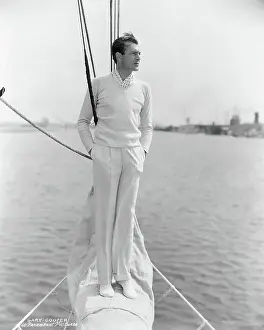 Prow Prints: Gary Cooper on Prow of Sailboat