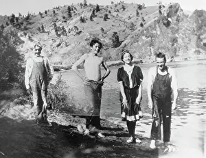 Montana Prints: Gary Cooper with Others at Swimming Hole
