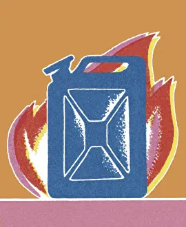 Illustration And Prints: Gas Can on Fire
