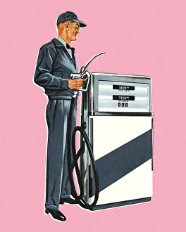 Images Dated 2nd October 2014: Gas Station Attendant
