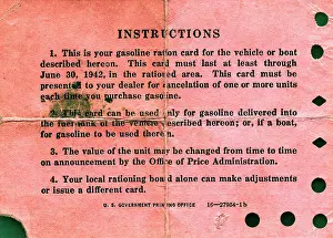 Rationing Prints: Back Side of Gasoline Ration Card