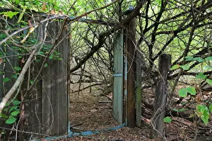 Eerie, Haunting, Abandon, Chernobyl Collection: Gate to the abandoned courtyard within the Chernobyl exclusion zone