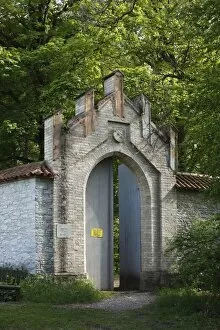Gate at the Chapuis park, Kempten, Allgaeu, Swabia, Bavaria, Germany, Europe, PublicGround
