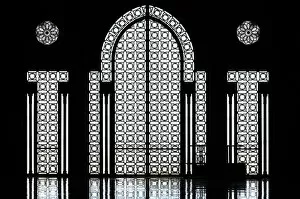 Morocco, North Africa Collection: Gate silhouettes at Hassan II Mosque in Casablanca