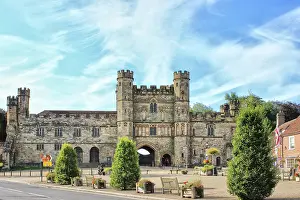 Prints of Gatehouse and courthouse of Battle Abbey viewed from the high street of Battle village UK Travel Destinations Prints: Gatehouse and courthouse of Battle Abbey