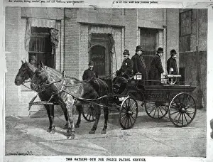 Mounted Prints: Gatling Gun On Police Wagon