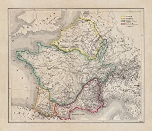 Aquitaine Gallery: Gaul in the time of Julius Caesar, published in 1867