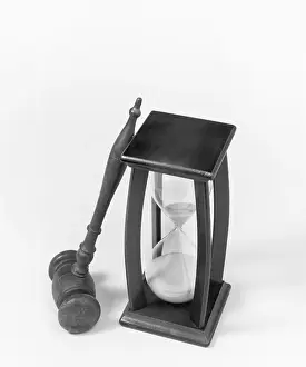 Gavel Prints: Gavel Propped Against An Hourglass
