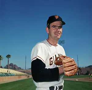Gaylord Perry Holding Baseball Mitt