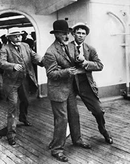 Prints of Mayor of New York City William J. Gaynor (1849 - 1913, centre) moments after being shot in the throat in an assassination attempt by a disgruntled ex-employee of the city, James J Urban Echoes of America’s Golden Age: Gaynor Shot