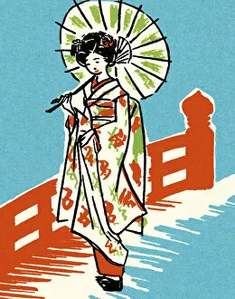 Retr Gallery: Geisha with Umbrella