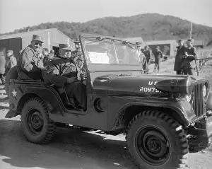 Lemnitzer Prints: Gen. Lemnitzer and Sec. Brucker Driving in a Jeep