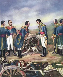 Venezuelan Prints: Gen. Rodil Surrendering To Simon Bolivar
