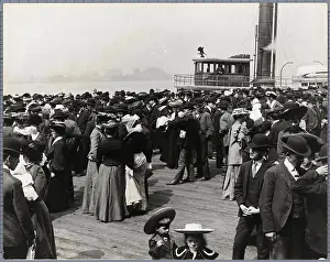 Socializing Prints: Gen View Crowd Mingling On A Dock