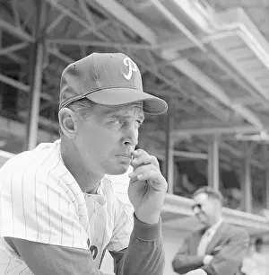 Hands On Face Prints: Gene Mauch Frowning