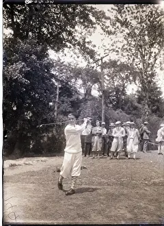 Tournament Prints: Gene Sarazen Holding Golf Club