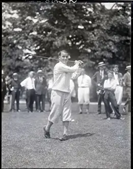 Tournament Prints: Gene Sarazen Holding Golf Club
