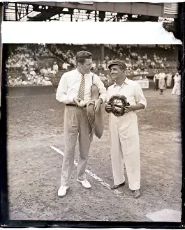 Gene Tunney and Al Jolson on Baseball Field