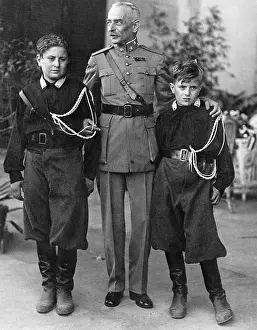 General Carmona Standing with Bruno and Vittoria Mussolini