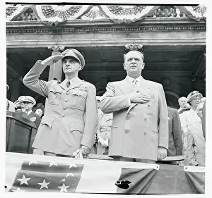 William Odwyer Prints: General Clay and William O'Dwyer Saluting