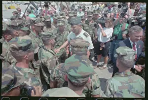 General Colin Powell Greeting Crowd of Marines After His Speech