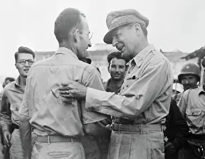 General Douglas MacArthur and Major Joseph Chabot Having Conversation