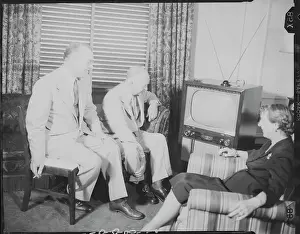 Miltons Prints: General Eisenhower Watching Television With His Wife and His Brother