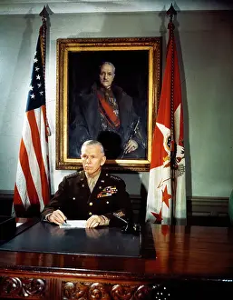 George C Prints: General George C. Marshall Sitting at Desk