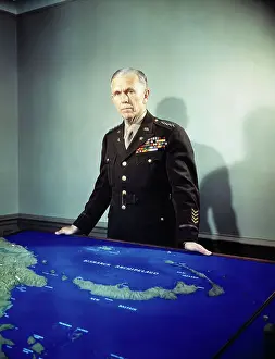 George C Prints: General George C. Marshall Standing over Map