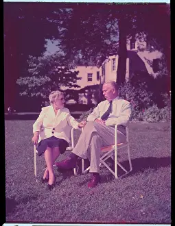 George C Prints: General George C. Marshall and Wife on Their Lawn