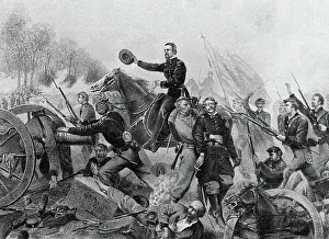 Grant Prints: General Grant Leading Troops in Battle