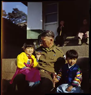 Seoul Prints: General James A. Van Fleet Holding Girl on his Knee