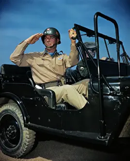 General James Van Fleet Riding in Jeep
