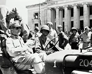Philippines Prints: General Macarthur In Jeep In Uniform