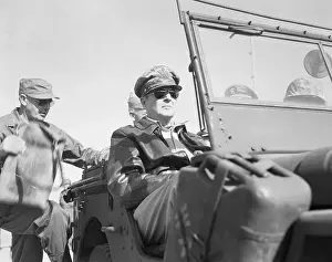 Supreme Commander Prints: General MacArthur Touring Korean Front Lines