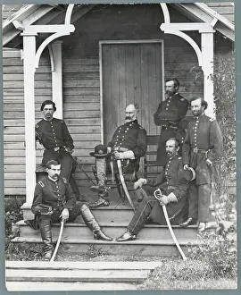 General Patrick and Troops Posing Outside Building