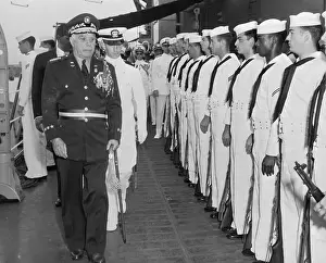 General Rafael Trujillo Reviewing Visiting American Sailors
