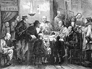 Eastern Asian Prints: General View Asians and Europeans Gambling