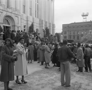 Segregation Prints: General View Of Crowd Outside Courthouse