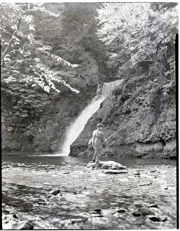 Fisherman Prints: General View Of A Man Fishing In Stream