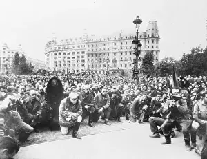 Barcelona Prints: General Yague and Troops During Plaza Ceremonies