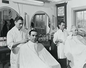 Ohio Prints: Gentlemen Receiving Haircut