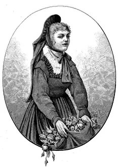 Feminine Prints: Gentlewoman in traditional traditional costume from Swabia