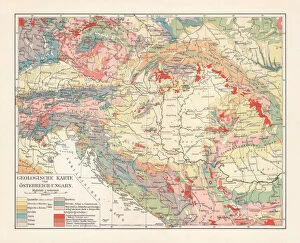 Images Dated 14th November 2018: Geological map of the Austro-Hungarian Empire, lithograph, published in 1897