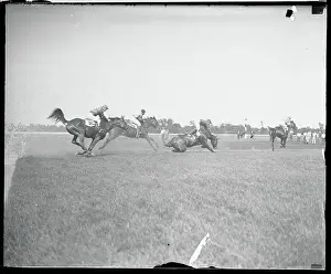 Elmont Prints: George Bostwick and His Horse Falling During Race
