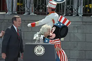 Anaheim Prints: George Bush Addressing Crowd at Disneyland