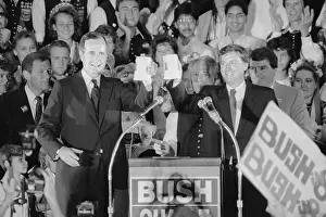 Ohio Prints: George Bush and Dan Quayle Lifting Beer Mugs