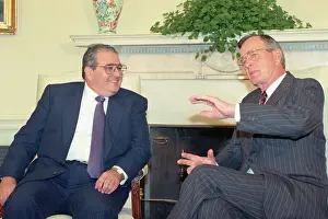 George Bush and Guillermo Endara Conversing