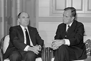 George Bush Meeting with Francois Mitterrand