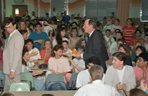 High School Prints: George Bush Sharing Food with Students